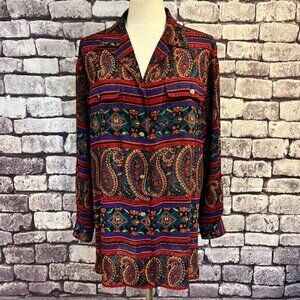 SK & Company Vintage Multicolored Button Down Blouse Size L